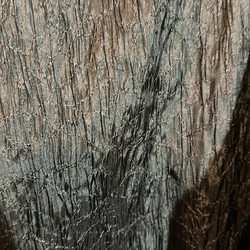 Chico's Black Tunic Length 3/4 Sleeve Crinkly Button Down Satin Blouse 2 Medium - Picture 8 of 16